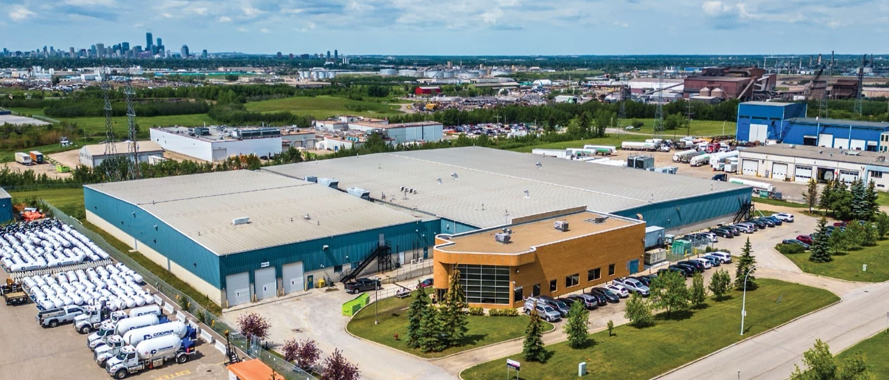 Aerial view of the new West Four Group facility in Edmonton, Alberta